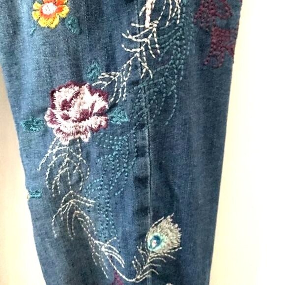 Free People Embroidered Skinny Fit Jeans 28 Blue Cotton Blend Womens Stylish Cas - Picture 8 of 15